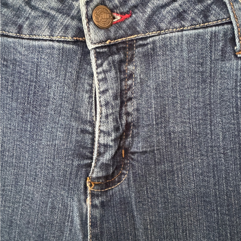 Smith's Dungarees Jeans Women Size 14 Blue Excellent Bootcut Elastic Waist - Picture 3 of 5